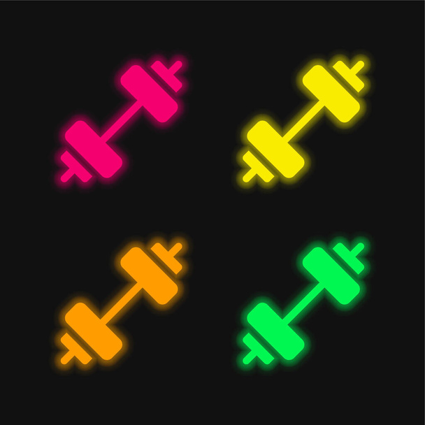 Lange halter vier kleur gloeiende neon vector pictogram - Vector, afbeelding