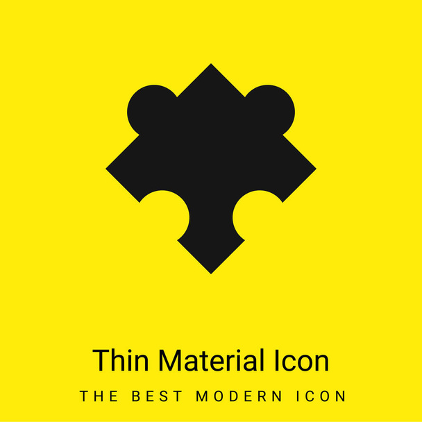 Peça de quebra-cabeça preto girado forma mínima ícone de material amarelo brilhante - Vetor, Imagem