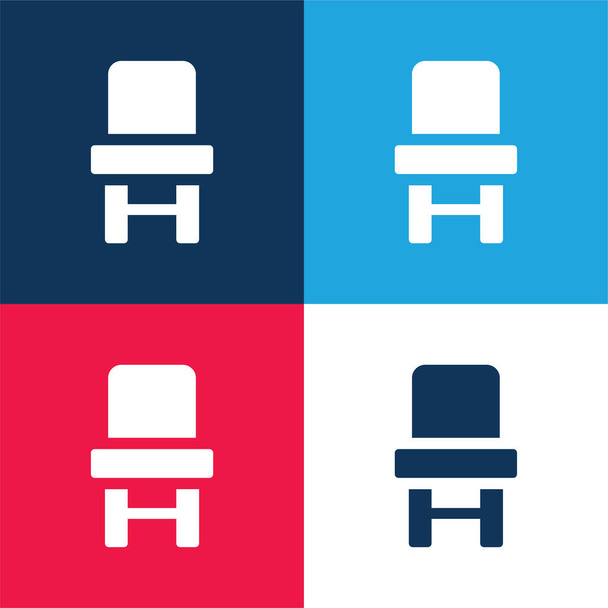 Baby stoel blauw en rood vier kleuren minimale pictogram set - Vector, afbeelding