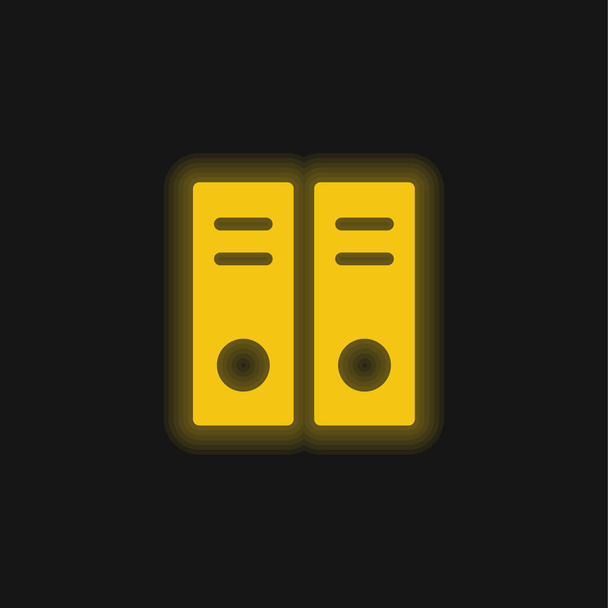 Archivo Documentos amarillo brillante icono de neón - Vector, imagen
