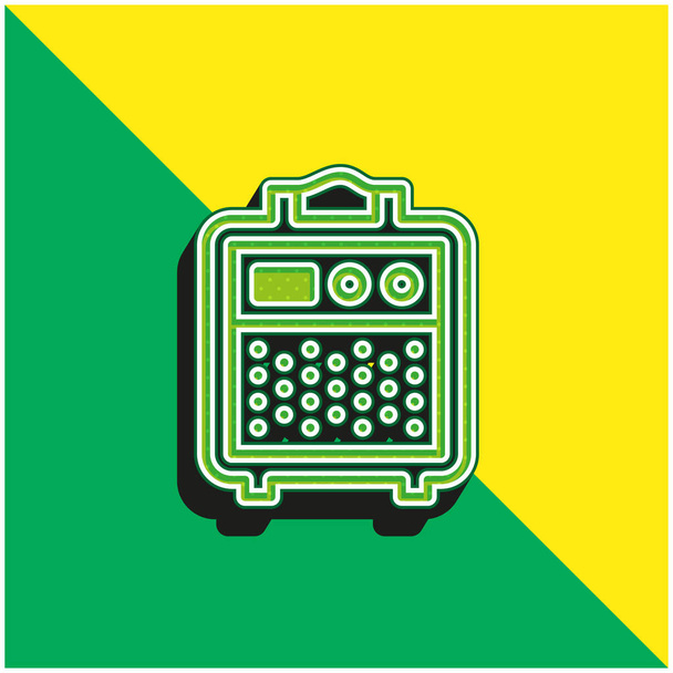 Amplificador verde y amarillo moderno vector 3d icono logotipo - Vector, Imagen