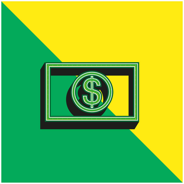 Big Dollar Bill Groen en geel modern 3D vector icoon logo - Vector, afbeelding
