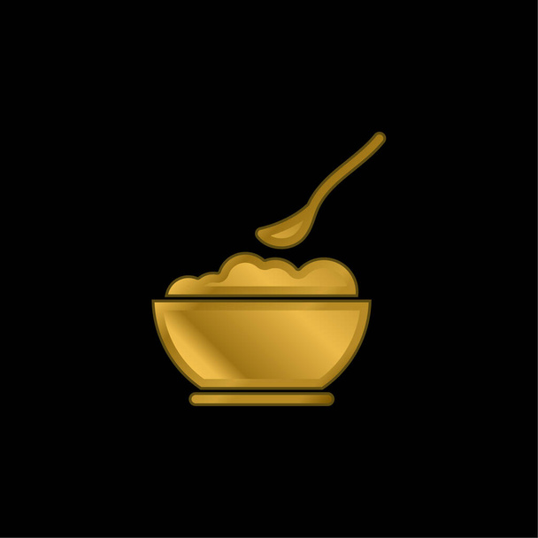 Alimentos para bebés chapado en oro icono metálico o logo vector - Vector, imagen