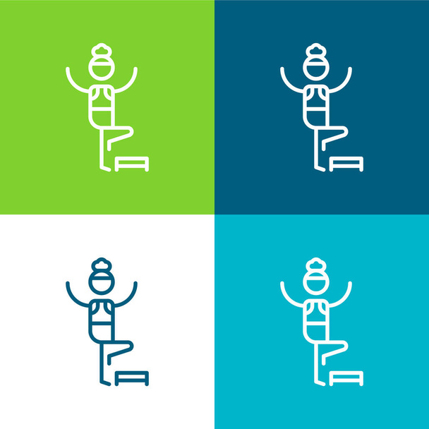 Aerobic Set di icone minime a quattro colori piatti - Vettoriali, immagini