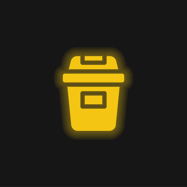 Bin yellow glowing neon icon - Vector, Image