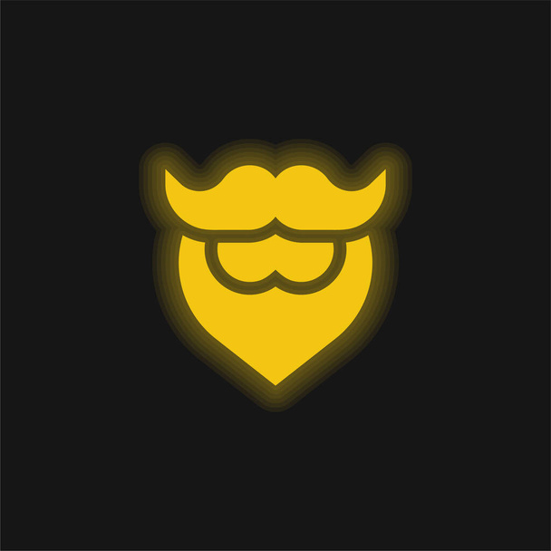 Icona al neon giallo barba brillante - Vettoriali, immagini