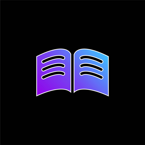 Book Of Black Pages With White Text Lines Opened In The Middle blue gradient vector icon - Vector, Image