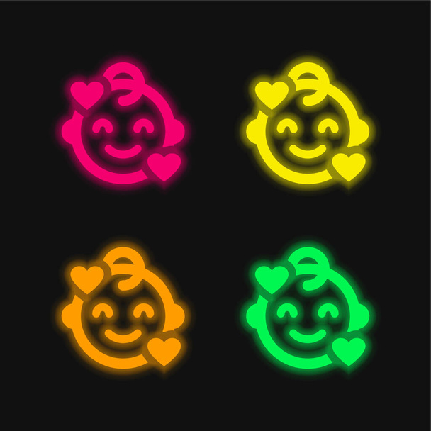 Vauva neljä väriä hehkuva neon vektori kuvake - Vektori, kuva