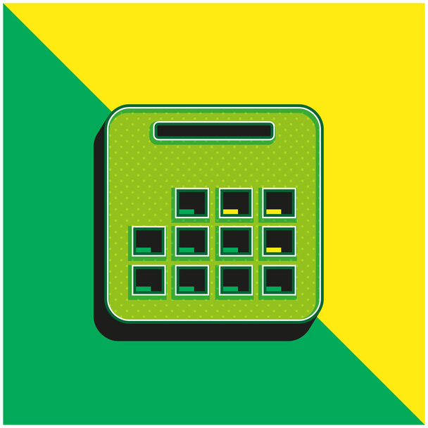 Зеленый и желтый современный трехмерный векторный логотип календаря - Вектор,изображение
