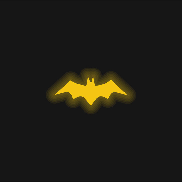 Bat Silhouette yellow glowing neon icon - Vector, Image