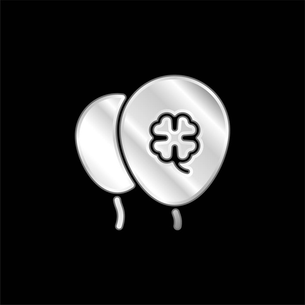 Balloon silver plated metallic icon - Vector, Image