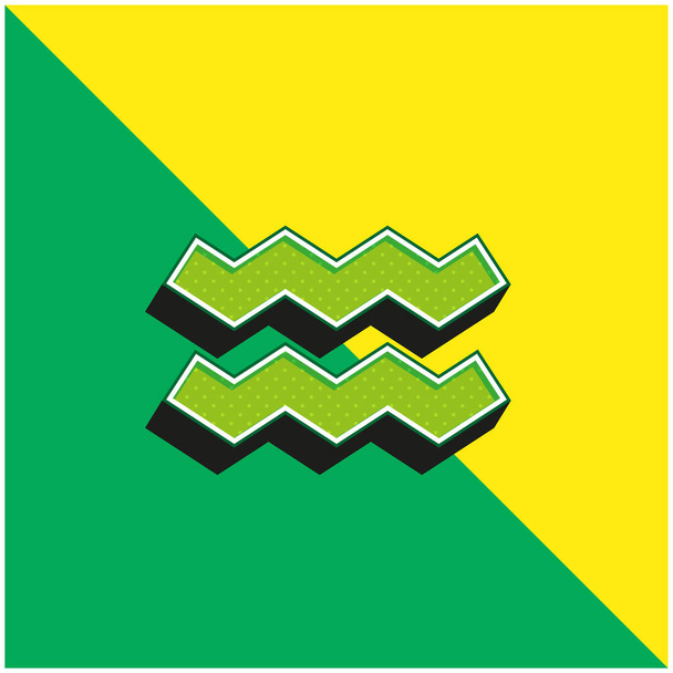 Υδροχόος Πράσινο και κίτρινο σύγχρονο 3d διάνυσμα εικονίδιο λογότυπο - Διάνυσμα, εικόνα
