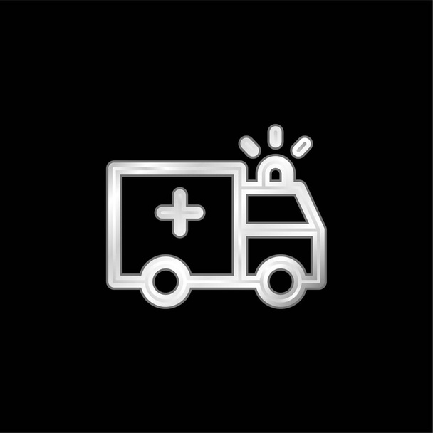 Icono metálico plateado de ambulancia - Vector, Imagen