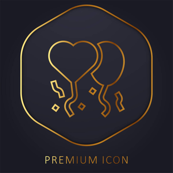 Globos línea dorada logotipo premium o icono - Vector, Imagen