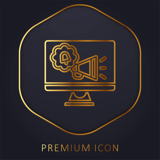 Реклама логотипу або значка преміум-класу золотої лінії
 - Вектор, зображення