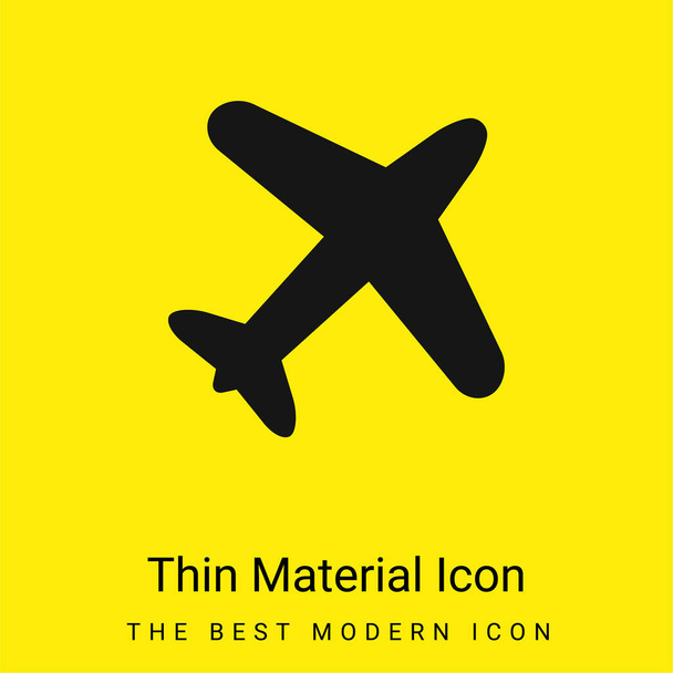 Avião voando ícone material amarelo brilhante mínimo - Vetor, Imagem