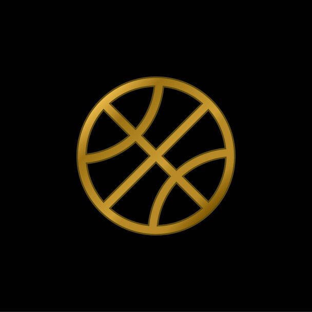 Partido de baloncesto chapado en oro icono metálico o logo vector - Vector, imagen