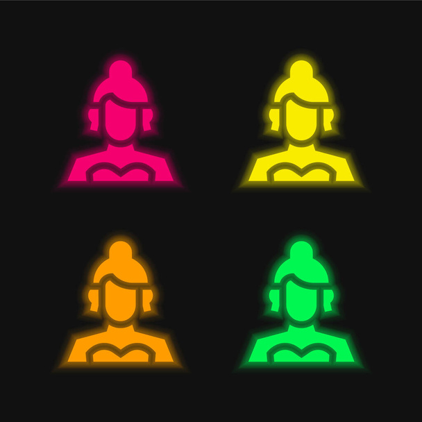 Actress four color glowing neon vector icon - Vector, Image