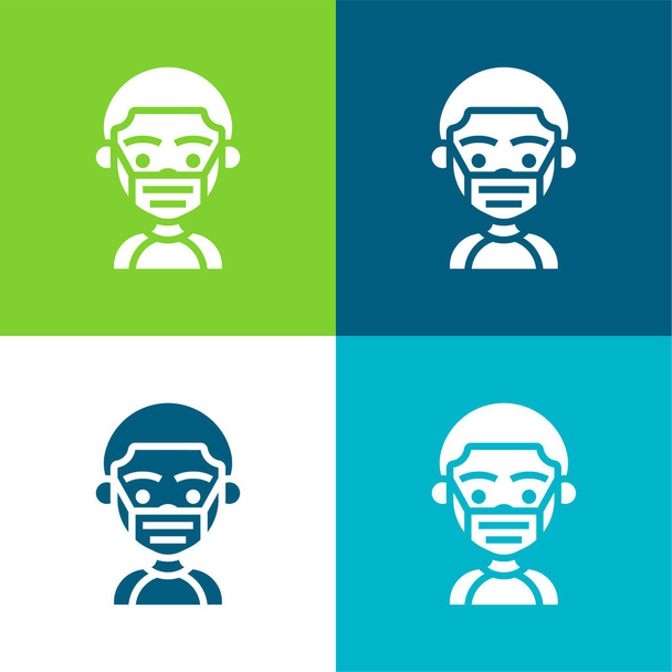 Conjunto de ícones mínimos de quatro cores Boy Flat - Vetor, Imagem
