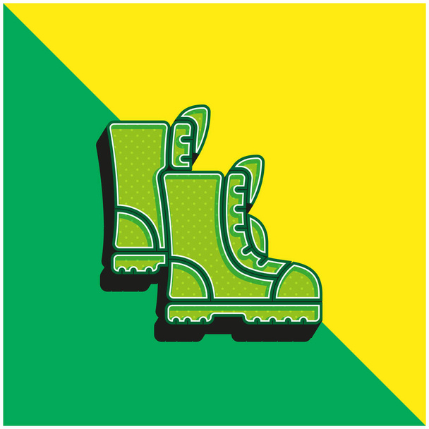 Csizma Zöld és sárga modern 3D vektor ikon logó - Vektor, kép