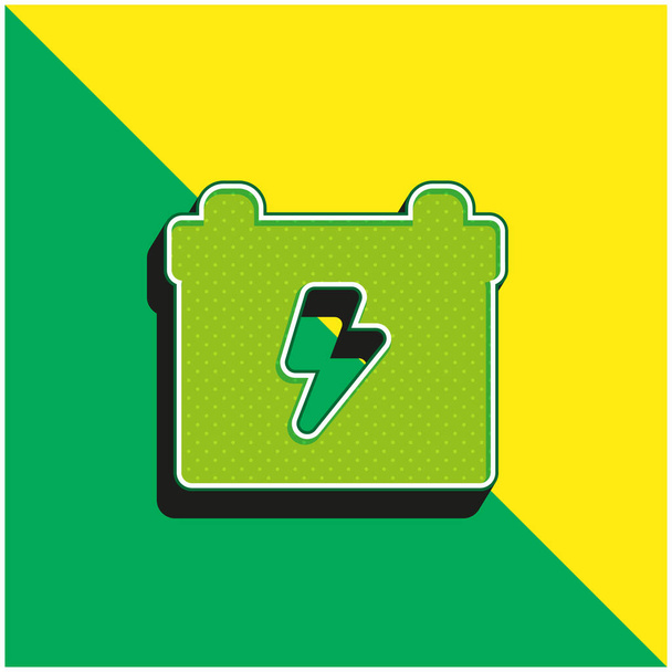 バッテリーグリーンと黄色のモダンな3Dベクトルアイコンのロゴ - ベクター画像