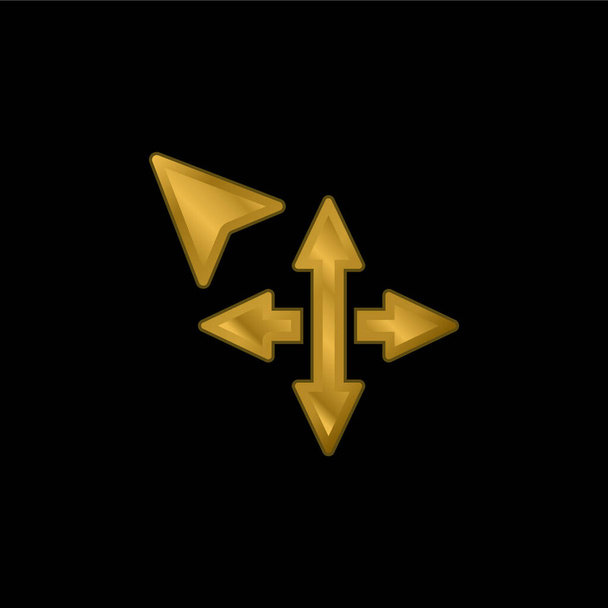 Arrows Move Tool aranyozott fém ikon vagy logó vektor - Vektor, kép