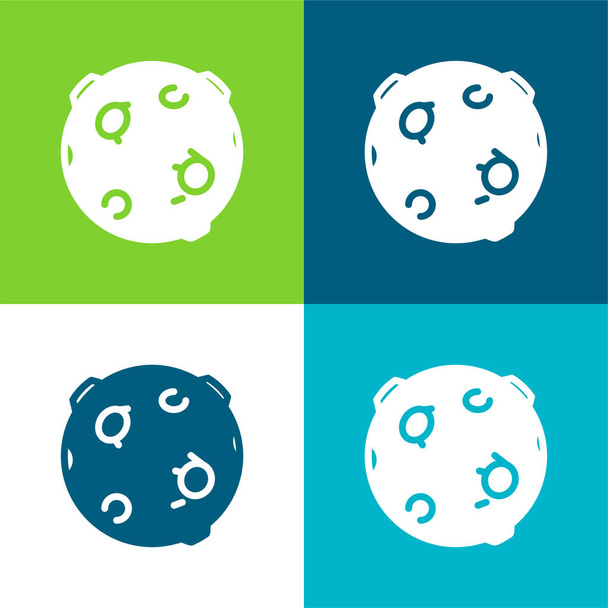 Bola preta com círculos Flat quatro cores conjunto de ícones mínimos - Vetor, Imagem
