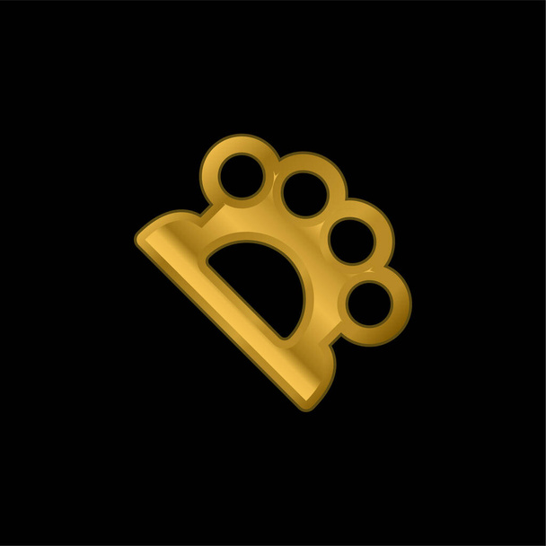 Brass Knuckles gold plated metalic icon or logo vector - Vector, Image