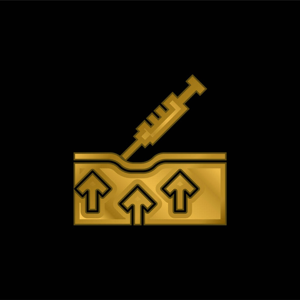 Botox chapado en oro icono metálico o logo vector - Vector, Imagen