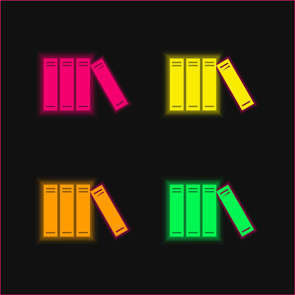 Kirjat järjestetty Pystysuunnassa neljä väriä hehkuva neon vektori kuvake - Vektori, kuva