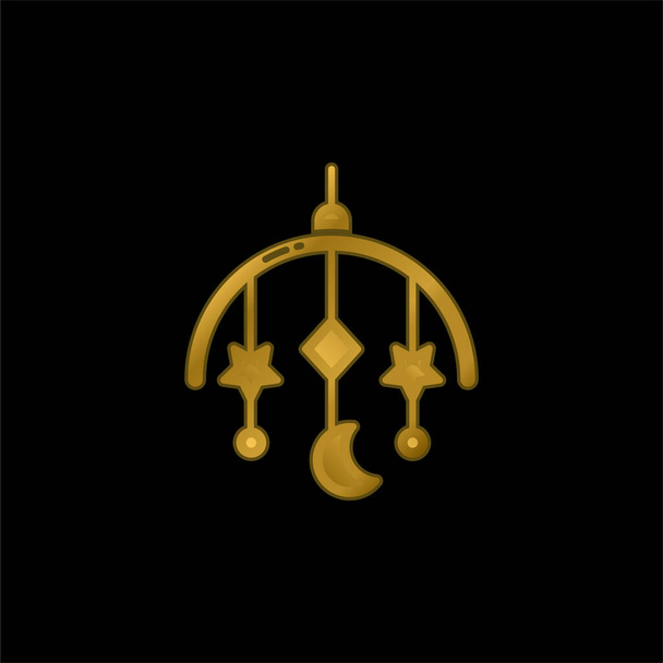 Baby Mobile ikona metaliczna pokryta złotem lub wektor logo - Wektor, obraz