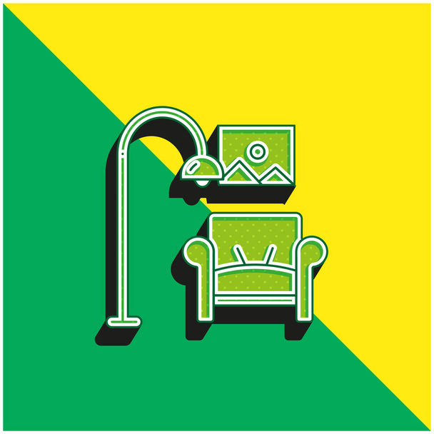 Poltrona Logo icona vettoriale 3D moderna verde e gialla - Vettoriali, immagini