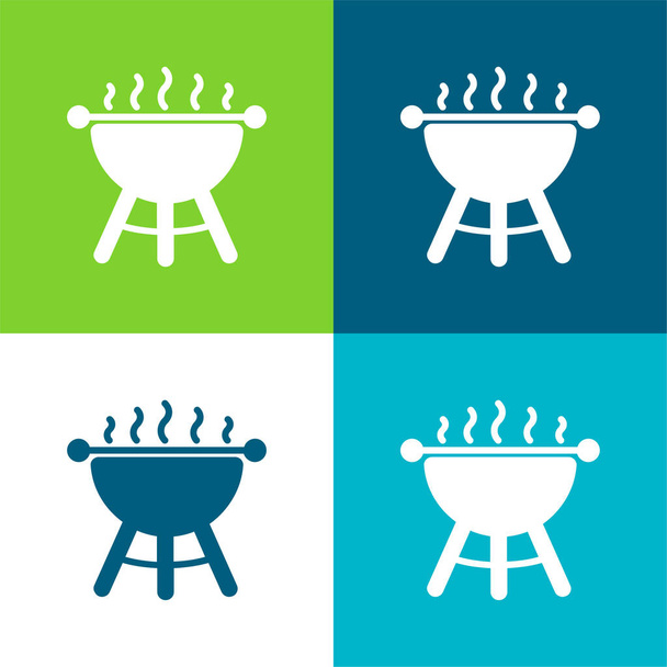 Barbecue Flat 4-кольоровий мінімальний набір ікон - Вектор, зображення