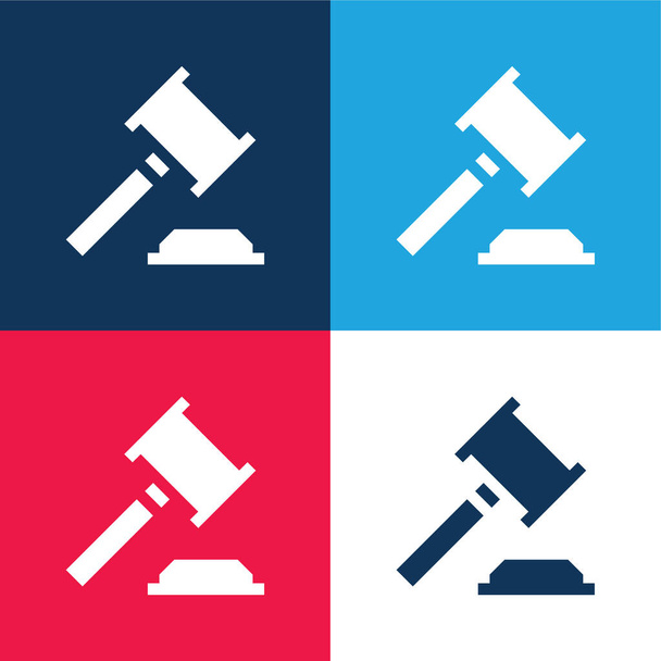 Enchère bleu et rouge quatre couleurs minimum jeu d'icônes - Vecteur, image