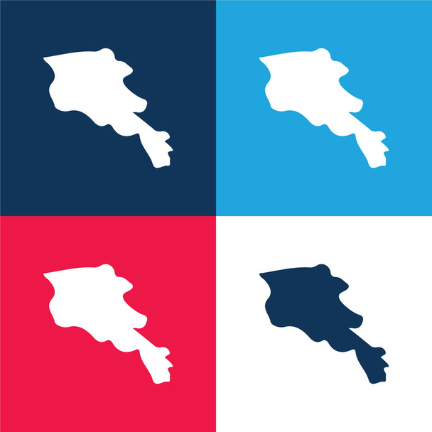 Ensemble d'icônes minimum Arménie bleu et rouge quatre couleurs - Vecteur, image