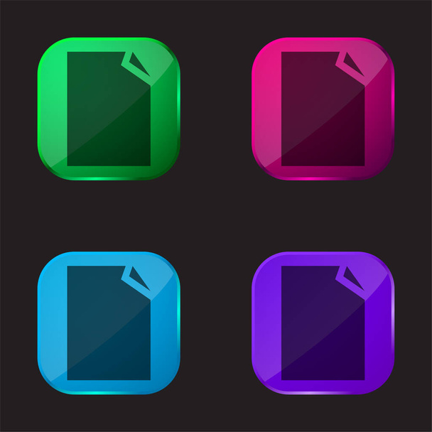 Μαύρο χάρτινο σύμβολο τέσσερις χρώμα γυαλί εικονίδιο κουμπί - Διάνυσμα, εικόνα