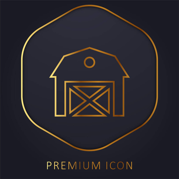Logotipo de la línea de oro granero premium o icono - Vector, Imagen