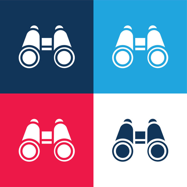 Κυάλια μπλε και κόκκινο τεσσάρων χρωμάτων minimal icon set - Διάνυσμα, εικόνα