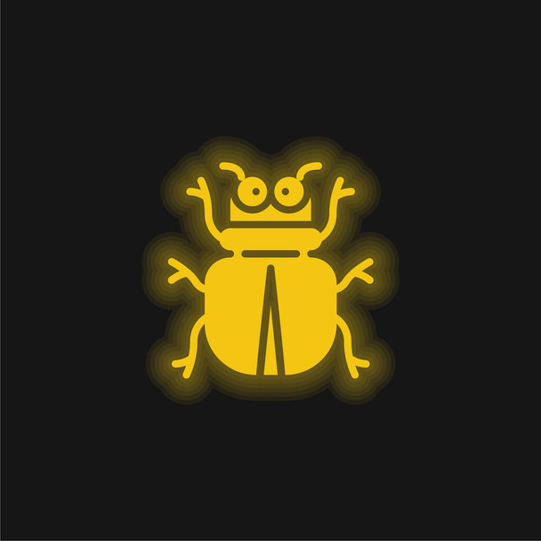 Icona al neon incandescente giallo scarabeo - Vettoriali, immagini