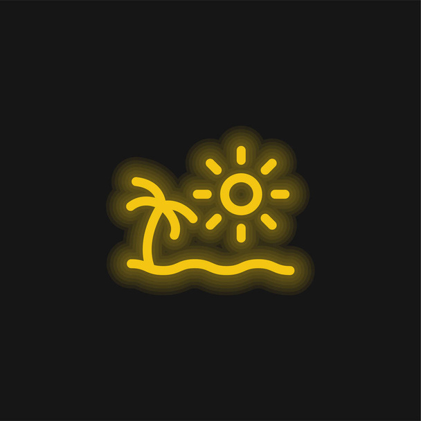 Beach yellow glowing neon icon - Vector, Image