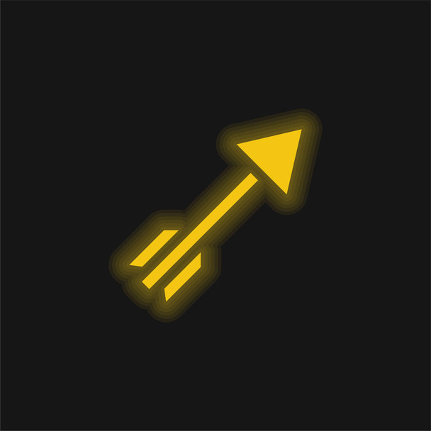 Tiro con l'arco giallo icona al neon incandescente - Vettoriali, immagini