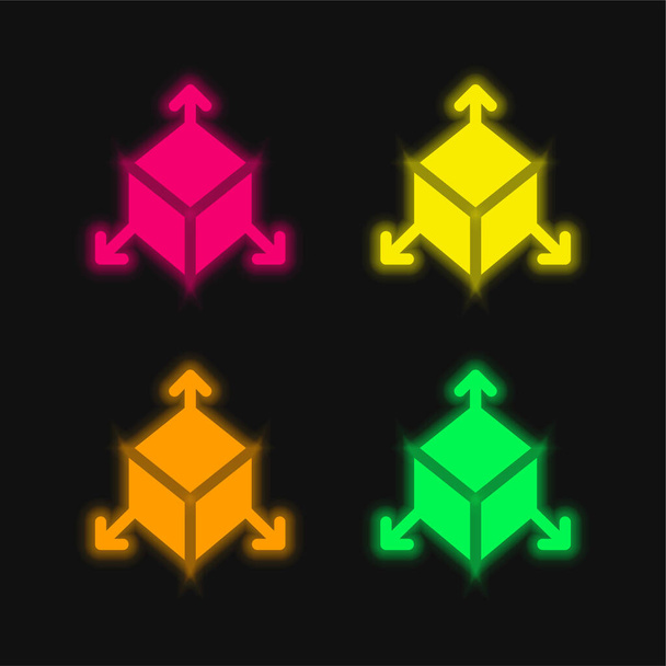 3d τεσσάρων χρωμάτων λαμπερό εικονίδιο διάνυσμα νέον - Διάνυσμα, εικόνα