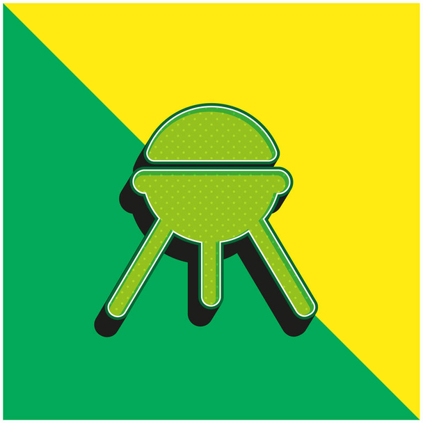Barbacoa verde y amarillo moderno vector 3d icono del logotipo - Vector, imagen