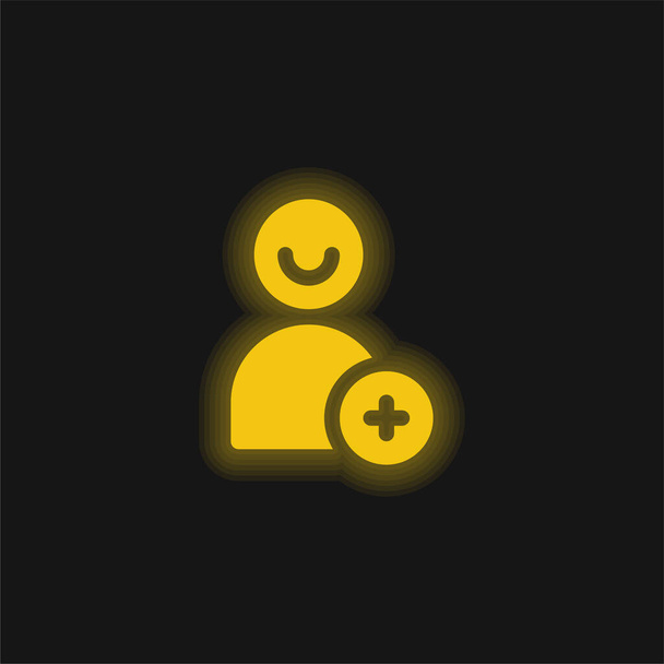 Añadir Friend amarillo brillante icono de neón - Vector, imagen