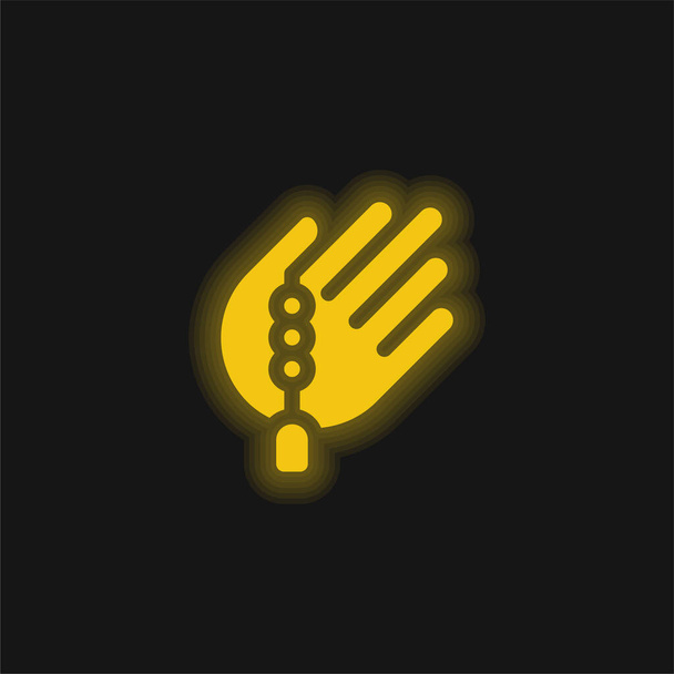 Bead yellow glowing neon icon - Vector, Image