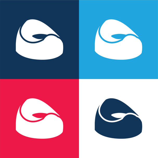Baby Potty azul e vermelho conjunto de ícones mínimos de quatro cores - Vetor, Imagem