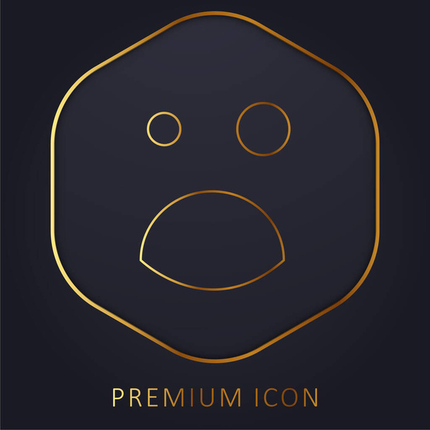 Olho preto e boca aberta Emoticon Square Face linha dourada logotipo premium ou ícone - Vetor, Imagem