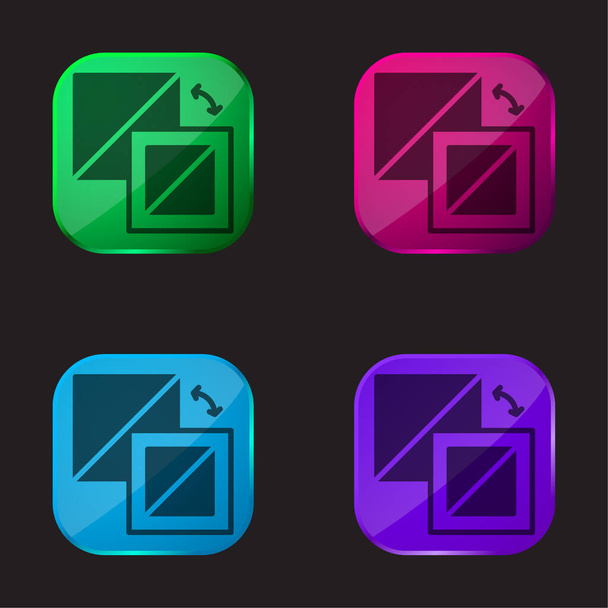 Фон чотири кольори піктограми скляної кнопки
 - Вектор, зображення