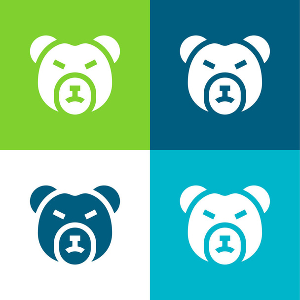 Mercado de oso Piso de cuatro colores mínimo icono conjunto - Vector, Imagen