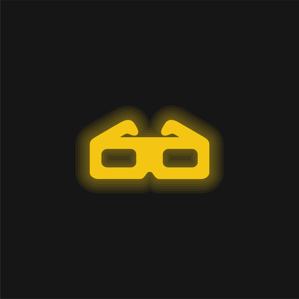 3D szemüveg sárga izzó neon ikon - Vektor, kép
